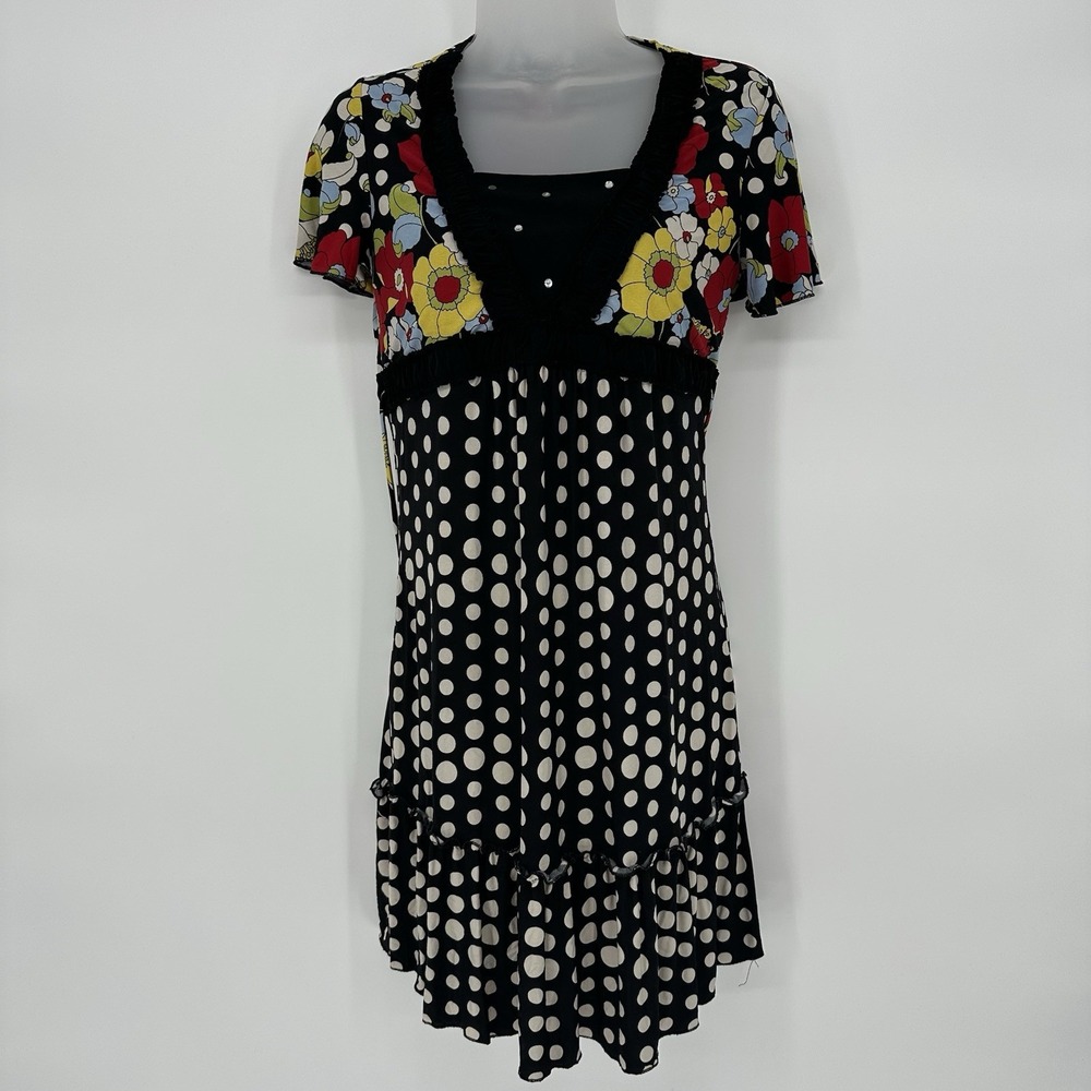 Vintage Limited Too Y2K Girls Dress Size 18‎ Floral Polka Dot Ruffle Sleeve Mini